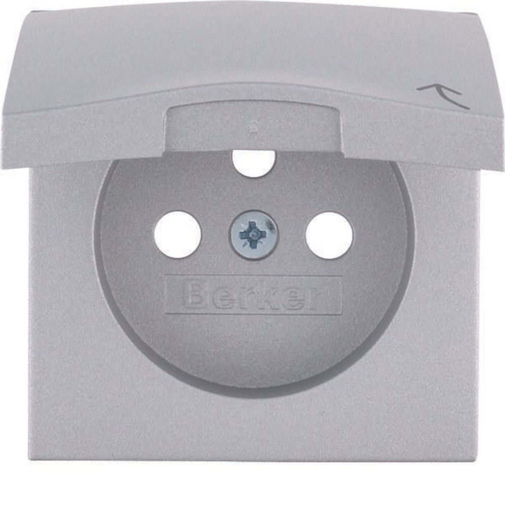 Frontplatte für Schuko-Steckdose mit Abdeckung, Alu matt, lackiert, B.Kwadrat/B.7