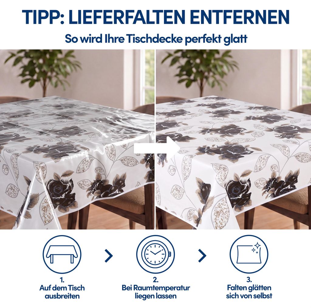 Wachstuch Tischdecke 160 rund Blumen Muster rund abwaschbar