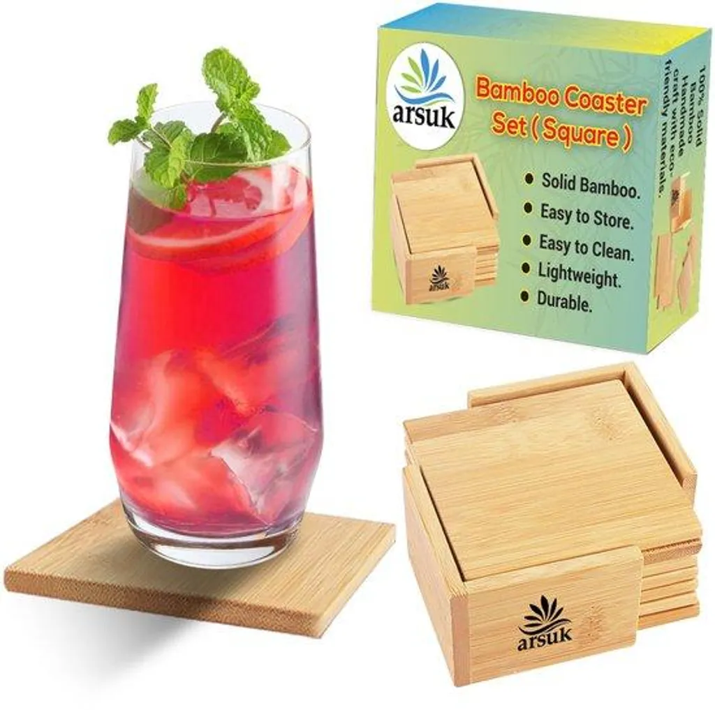 Set de 6 dessous de verre en bambou naturel pour tasses et grands verres