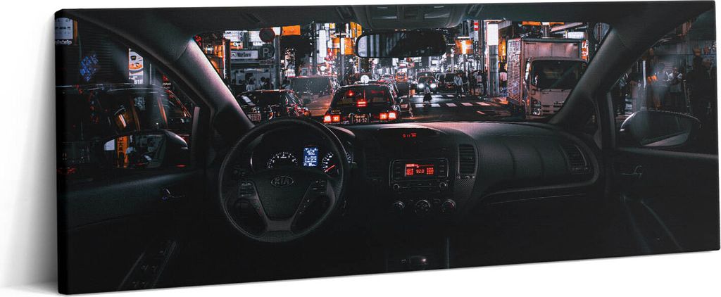 Auto in Tokio – Leinwandbild Wandbild – 125x50 cm – Leinwandbilder – Wandbilder – Schlafzimmer – Flur