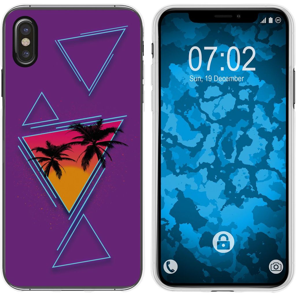 PhoneNatic Case kompatibel mit Apple iPhone Xs Max Silikon-Hülle Retro Wave Palmen M3