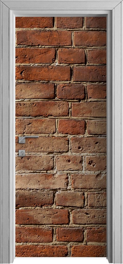 Tür Selbstklebende 80x210 cm Türfolie Türtapete Klebefolie - Rot Wand Ziegel Backstein