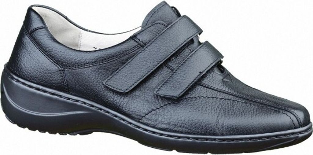 Waldläufer Kya Damen Leder Halbschuhe schwarz, Weite K, herausnehmbares Lederfußbett