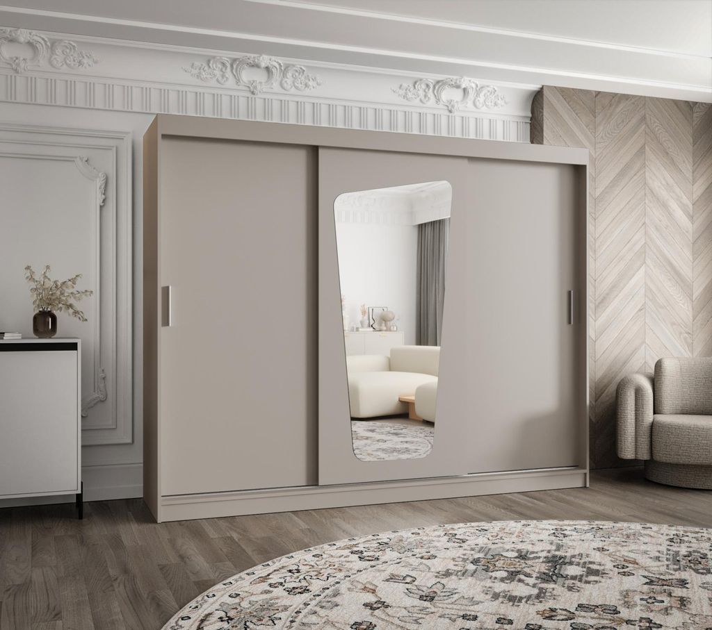 Kleiderschrank 250 cm ZAMIRA mit Spiegel - Kaschmir