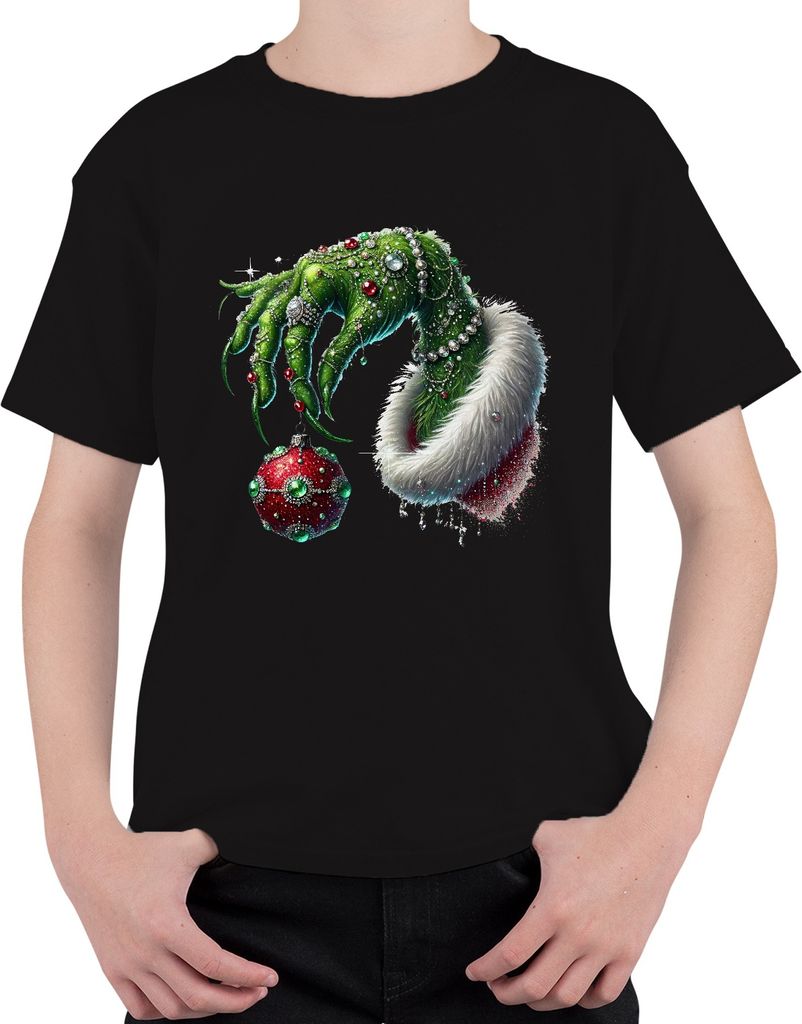 Grüne Hand Weihnachtskugel Dekorativ - Weihnachten Christmas Xmas Uni Kinder T-Shirt, Schwarz, 104