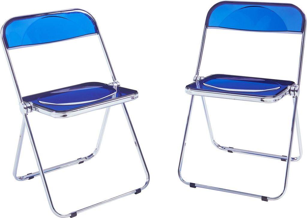 Klappstuhl 'Pornainen' 2er Set Stahlgestell Dunkelblau, transparent