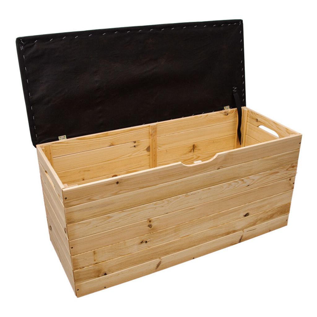 4iQ 200L PINEBOX mit Polster aus Holz 100x40x50 cm Kisten