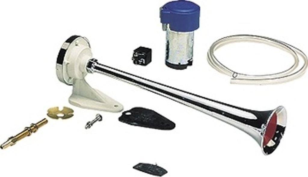 Plastikverchromte Signalhorn mit Kompressor, Einklang, L=390mm, 12V (108dB(A)-326Hz)
