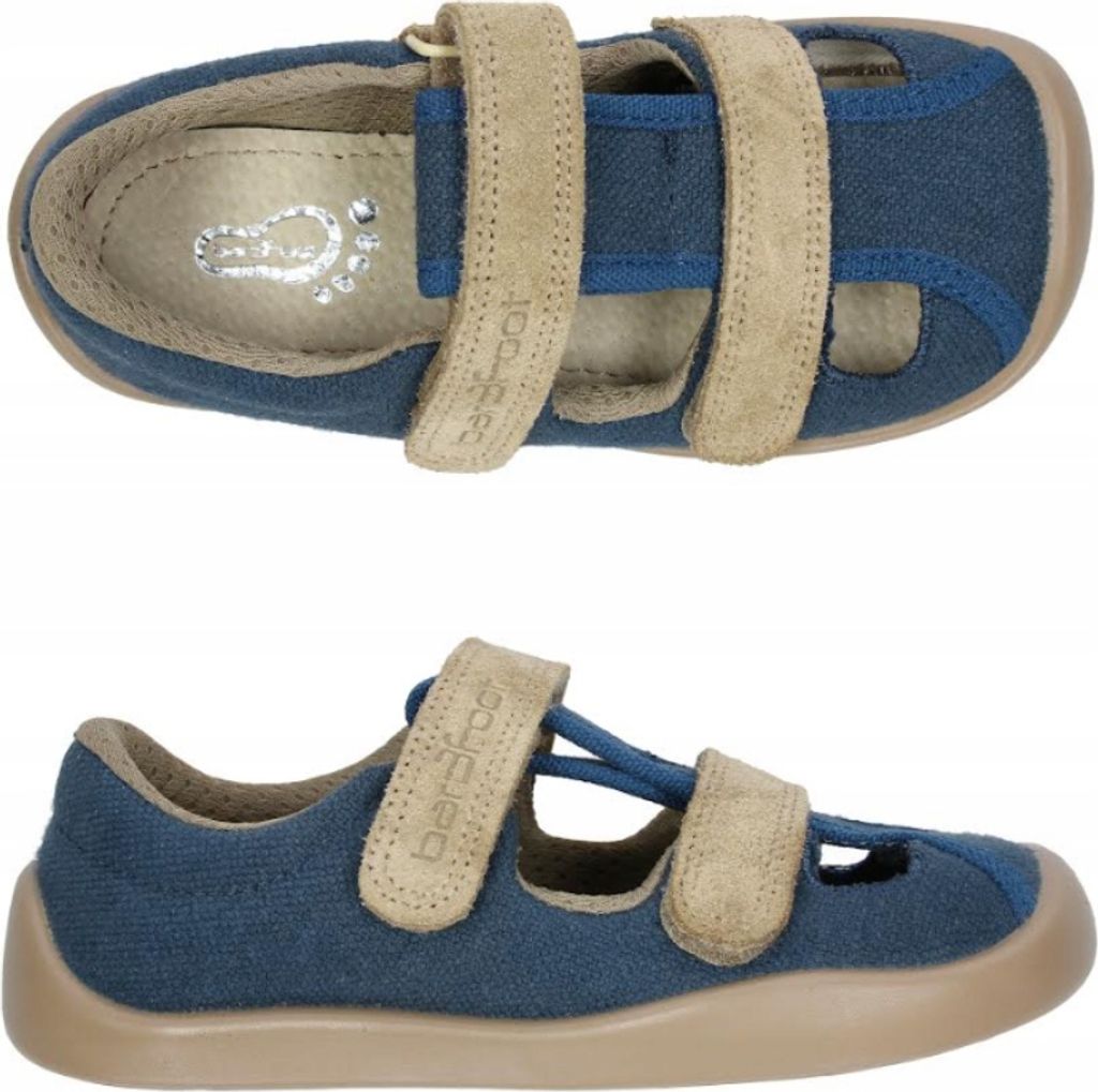Sandalen 3F 3BS25/48 bar3foot super flexi blau barefoot, klettverschluss
