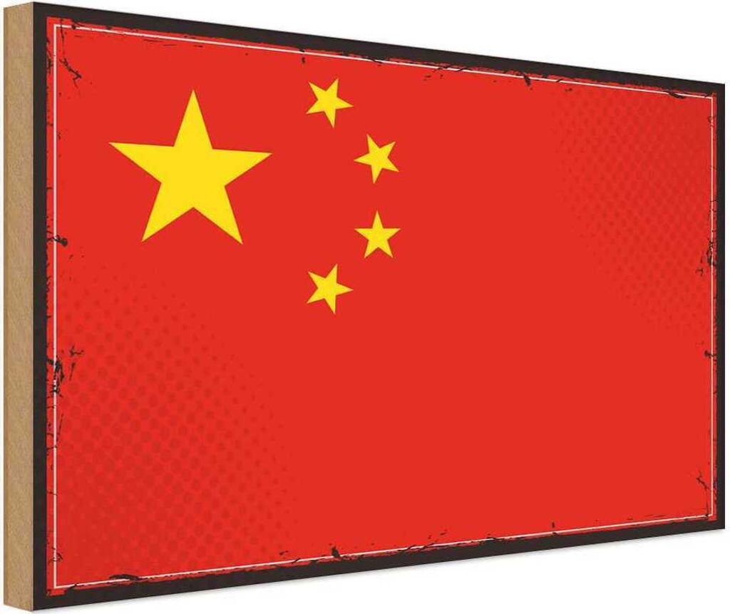 vianmo Holzschild 30x40 cm China Retro Flagge Fahne Wappen