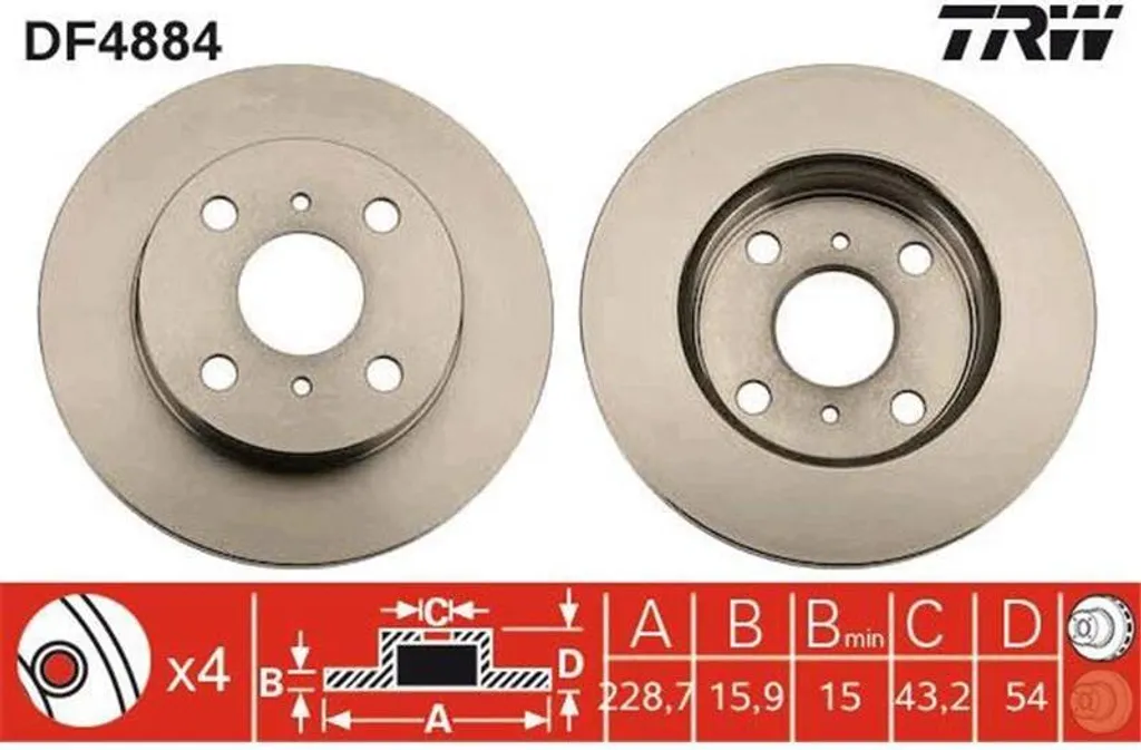 Disque de Frein Avant TRW DF4884 en Acier Allié Haute Résistance (x2)