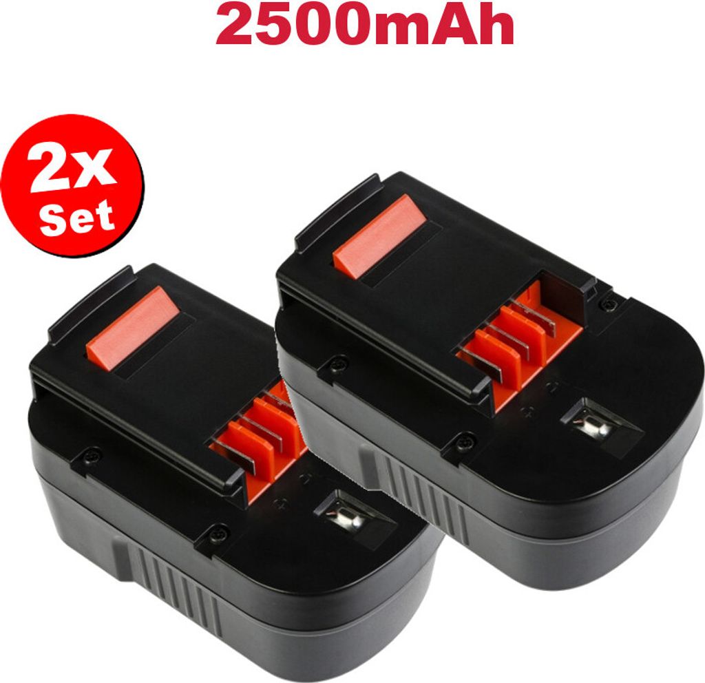 2x Trade-Shop Ni-MH Akku 14,4V / 2500mAh ersetzt Black & Decker A14NH A14E A1714 HPB14-CA 499936-00 499936-03 499936-28 499936-34 499936-46