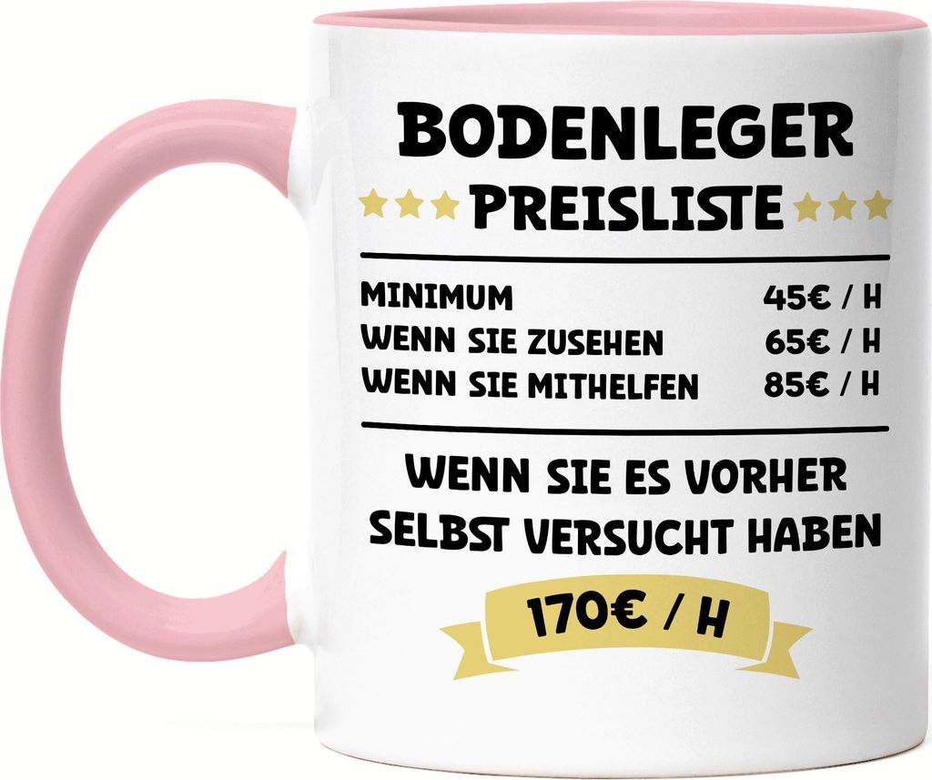 Bodenleger Preisliste Tasse Rosa Boden Gebäude Böden Fußboden Parkett Bodenbelag Räume Beruf Arbeit