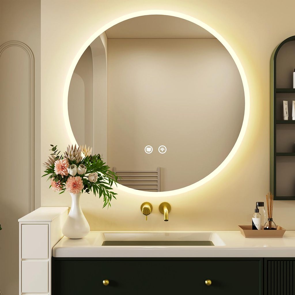60cm Badspiegel Rund mit LED Beleuchtung Wandspiegel, Produktbild 