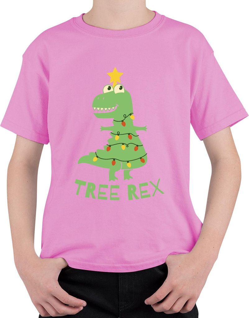 Tree Rex Weihnachtsbaum T-Rex - Weihnachten Weihnachtsgeschenk Christmas Uni Kinder T-Shirt, Pink, 104