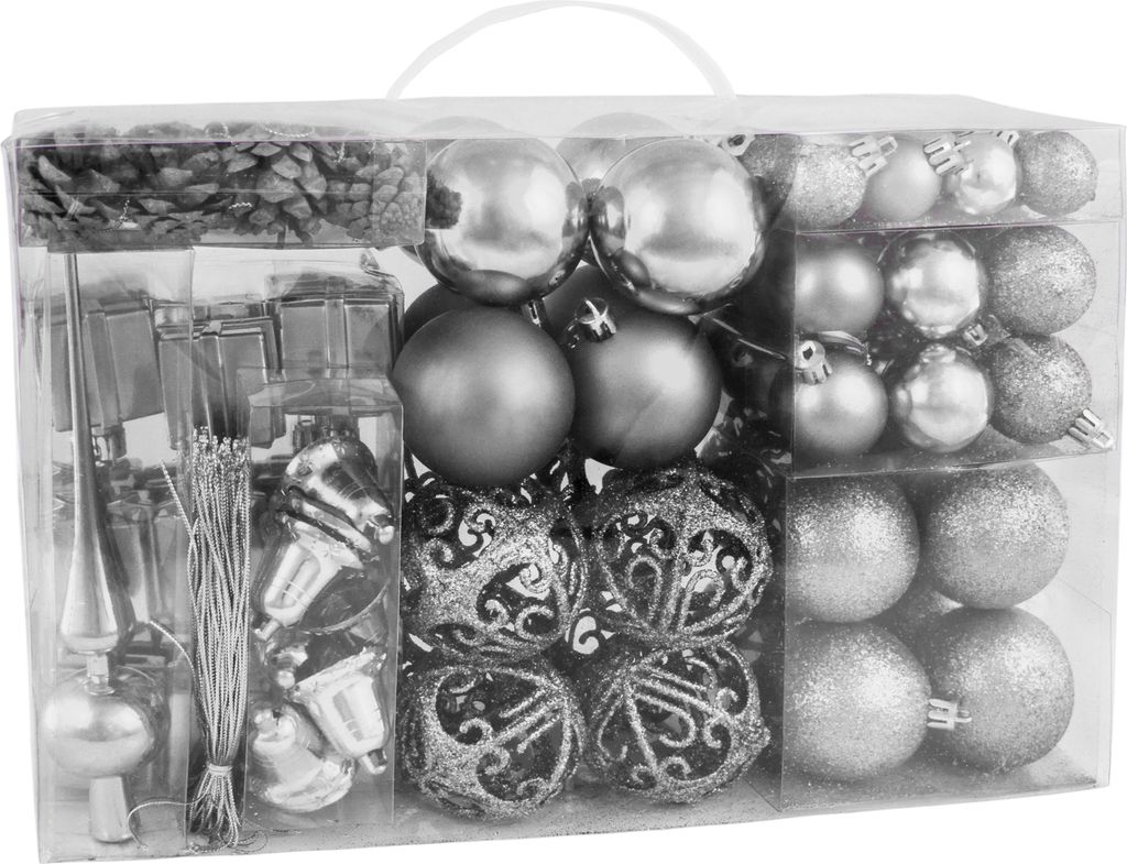 BRUBAKER 101-teiliges Set Weihnachtskugeln mit Baumspitze Produktbild 