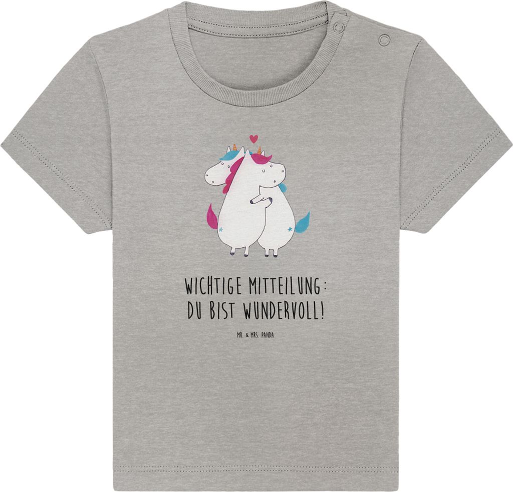 Mr. & Mrs. Panda T-Shirt Einhorn Mitteilung 24. - 36. Monat - Heather Grey - Geschenk, Unicorn, Einhörner, Valentinstag, Spruch, Babyshirt, Liebe,...