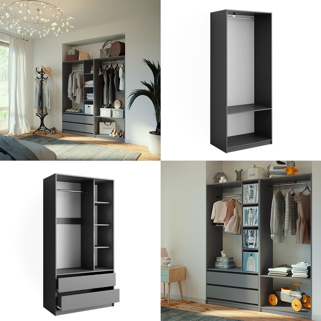 Vicco Kleiderschrank Elmo, 100 x 200 cm 2er Set, Anthrazit Produktbild 8