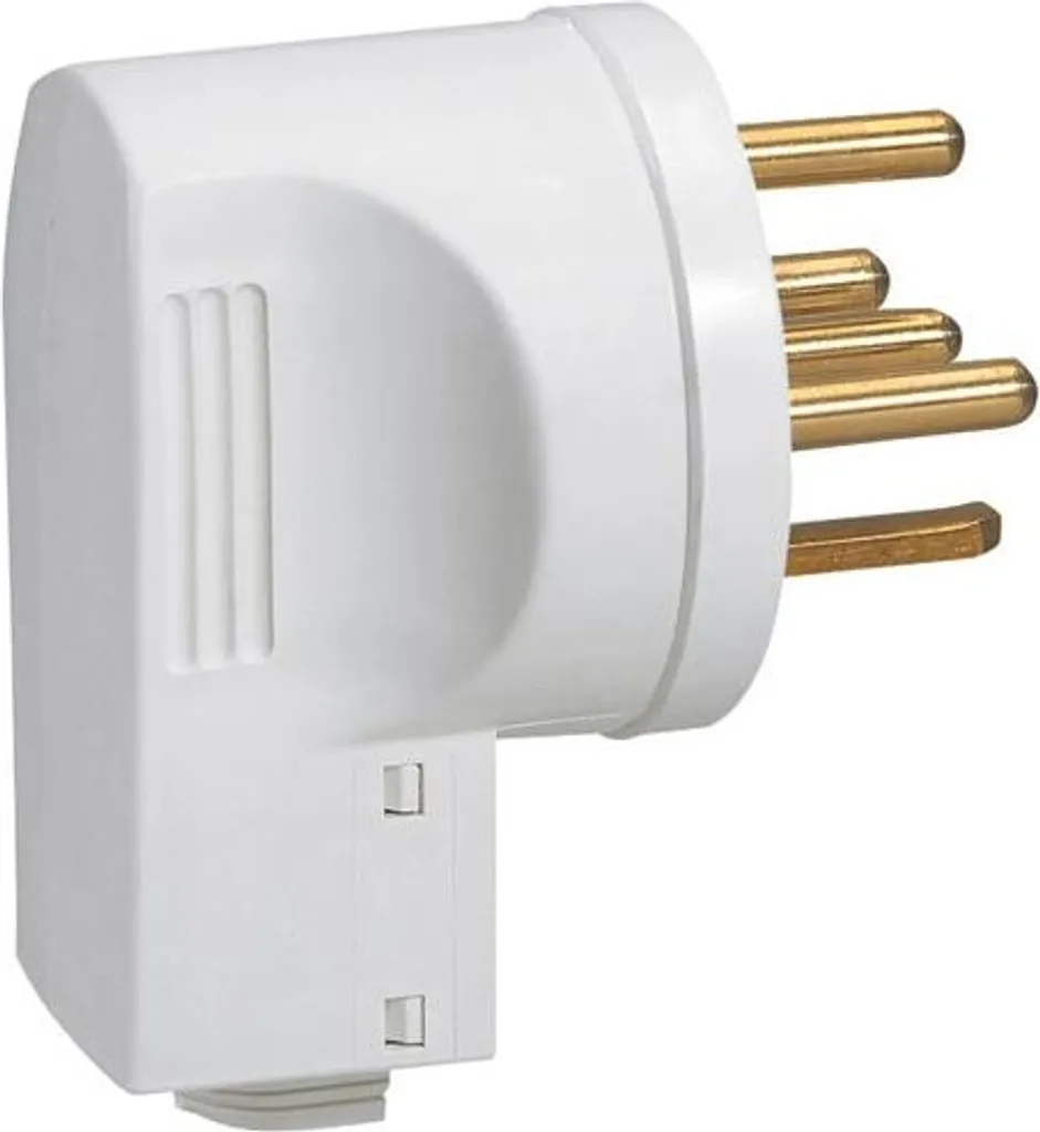 Fiche Mâle 3P+N+T 20A Legrand Coudée Blanche 380V - Raccordement Sûr