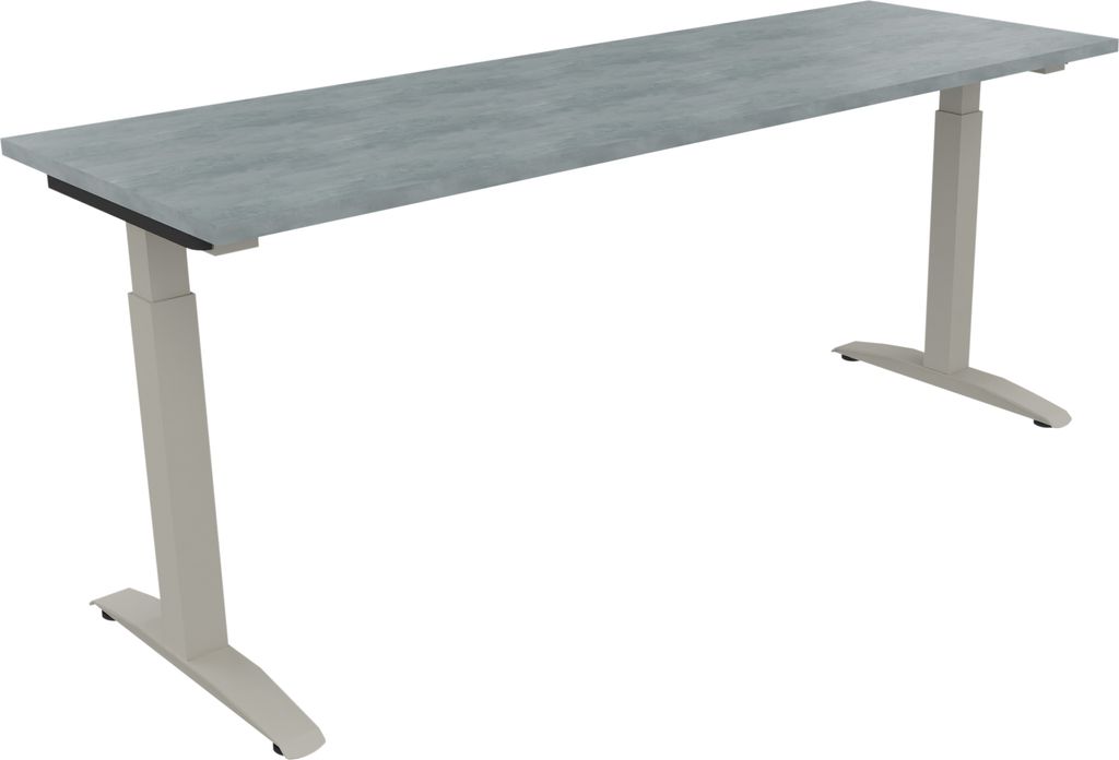 Schreibtisch Kufe Einzels. Quadrat B1800xT600xH650-850 si/Beton hell