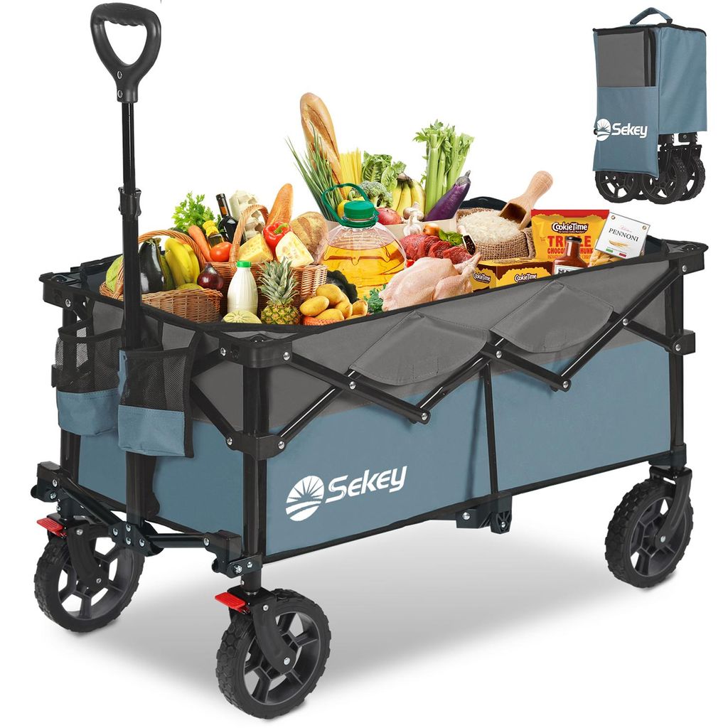 Sekey Bollerwagen faltbar 150 kg mit Bremsen, klappbarer Produktbild 