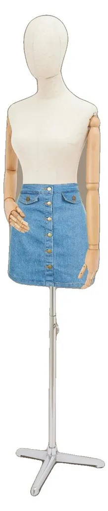 Mannequin de vitrine féminin hauteur 92cm réglable 65-120cm buste blanc