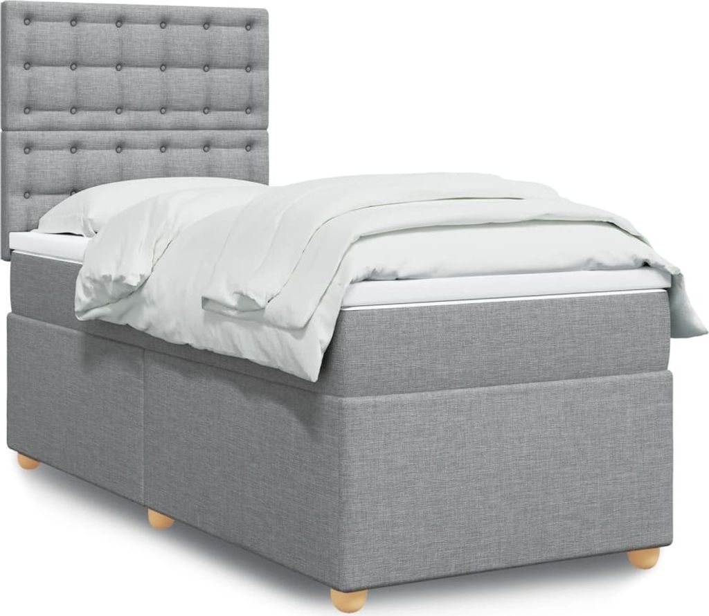 Maison Exclusive - Boxspringbett mit Matratze Hellgrau 100x200 cm Stoff