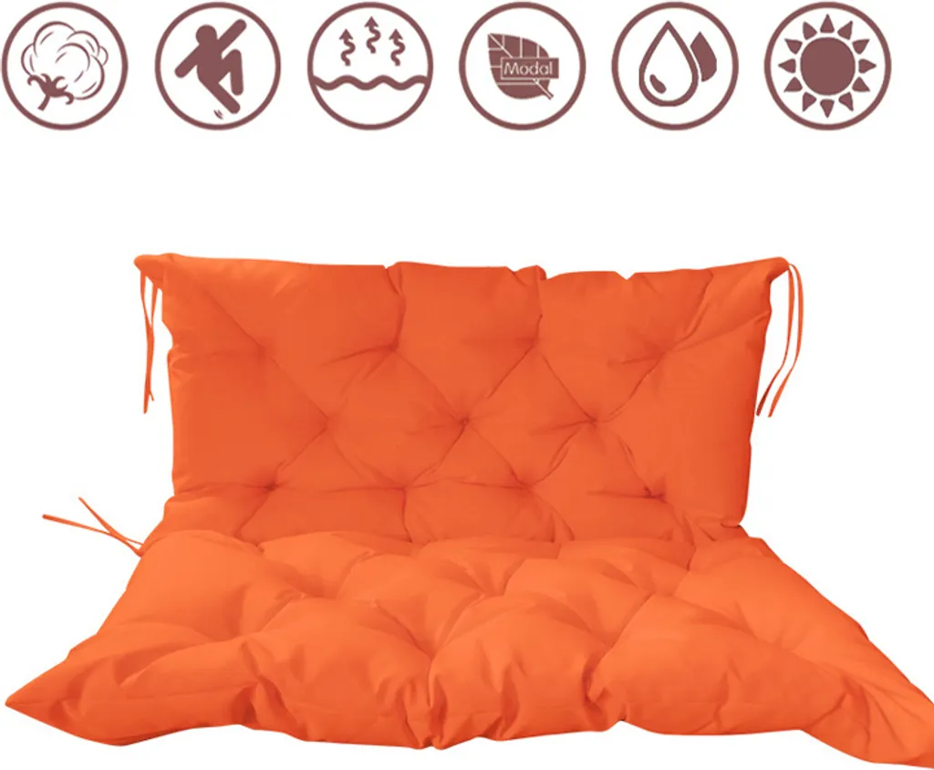 Cuscino per sedia da giardino Cuscino da giardino Cuscino decorativo Cuscino di seduta per casa e giardino Dimensioni: 150x100x10 cm, Colori: Arancione