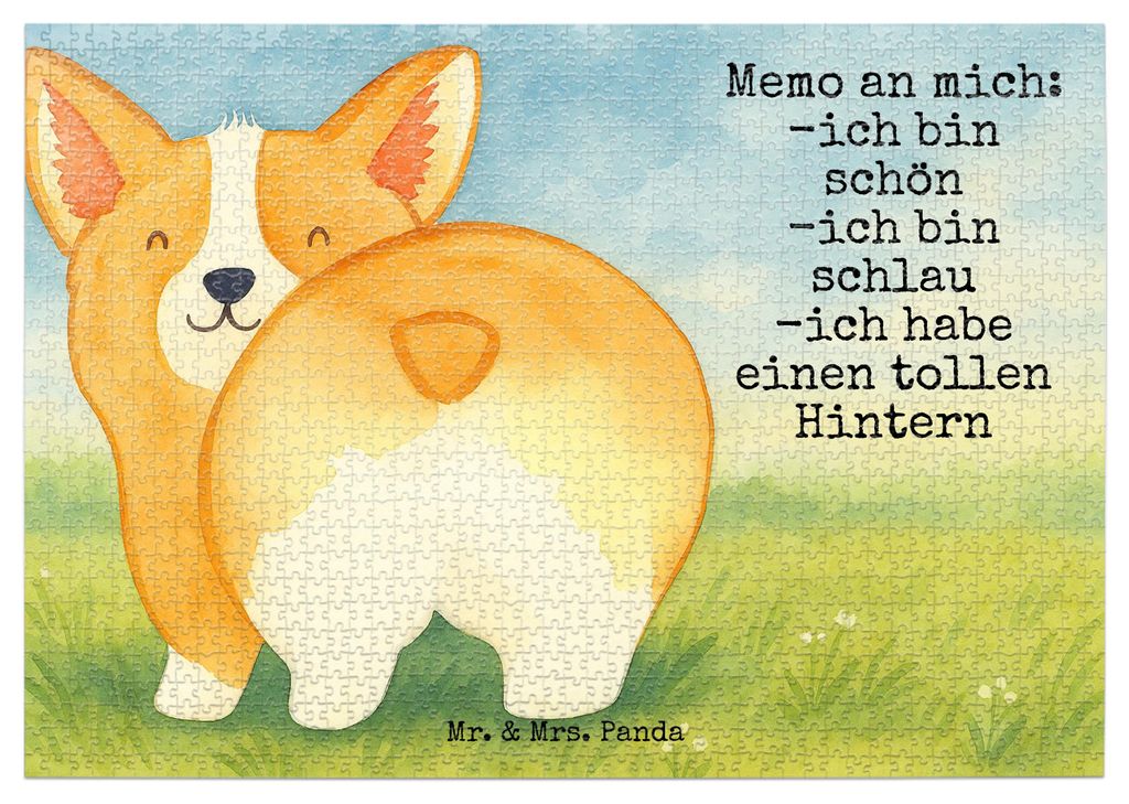 Mr. & Mrs. Panda Puzzle Corgi Po Design 1500 Teile - Weiß - Geschenk, 500, Hund, Sprüche, Positiv, 1000, Motivation, Corgie, Spruch, 300, 2000