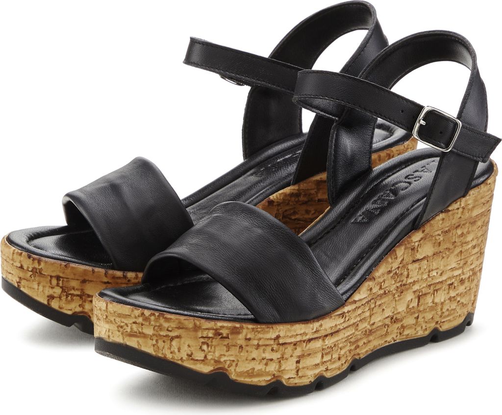 LASCANA Sandalette Sommerschuh, offener Schuh, Sandale, Keilsandalette, schwarz Größe 40