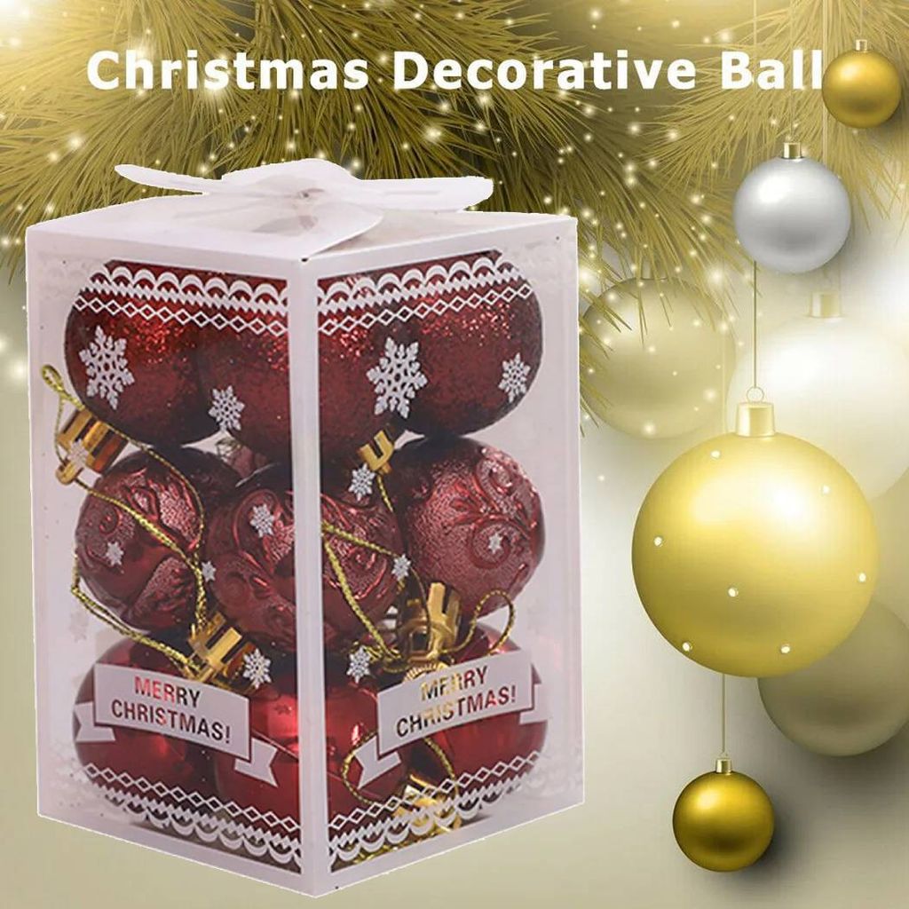 12 Stück Weihnachtskugeln, Weihnachtsdekoration, bruchsicher, Baumanhänger, Kugeln, Ornamente, Dekorationen, hängende Baumanhänger, Neu, Weinrot