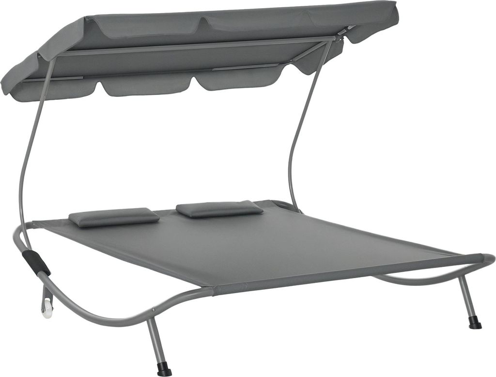 Outsunny Doppelliege Sonnenliege mit Sonnendach rollbar Produktbild 