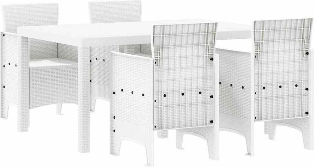 Garten Essgruppe 5 pcs Weiß Polt Rattan
