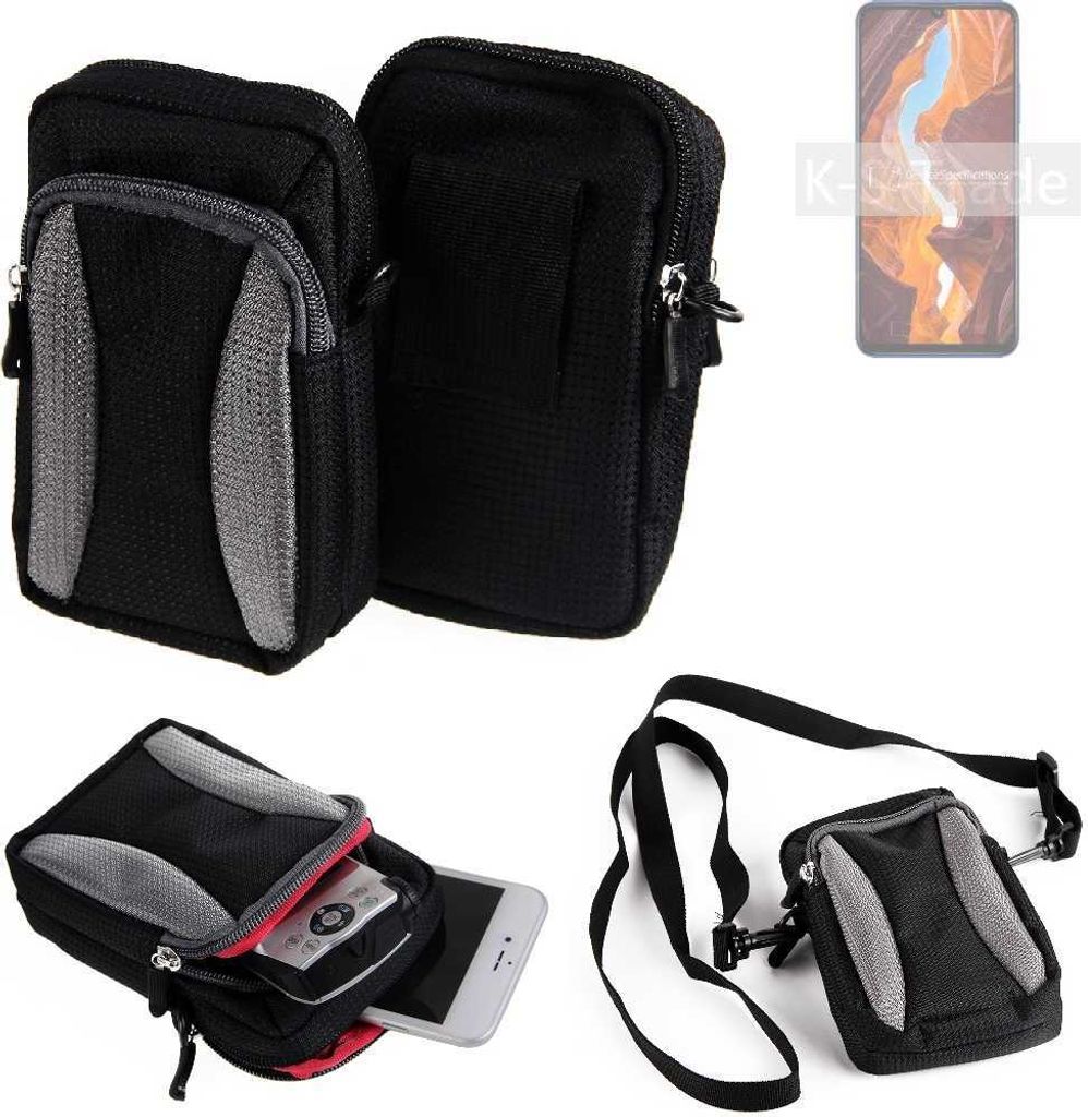 K-S-Trade Holster Schutz Hülle kompatibel mit Wiko 10 Handy Hülle Gürteltasche Umhängetasche mit Zusatzfach schwarz