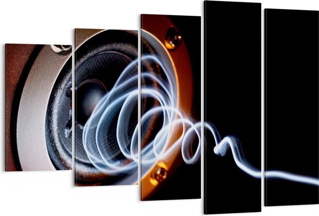 Bild auf Leinwand - Leinwandbild - Dekorativ Unterhaltung Musik Sprecher - 150x100cm - Wand Bild - Wanddeko - Leinwanddruck - Bilder - Kunstdruck -...