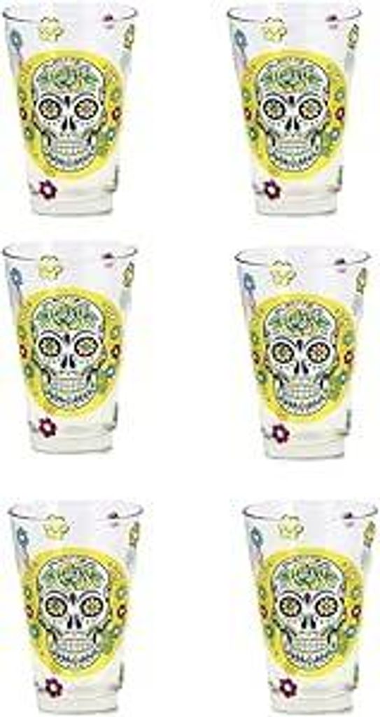 6er Set Trinkgläser mit Totenkopf-Motiv, gelb, Produktbild 