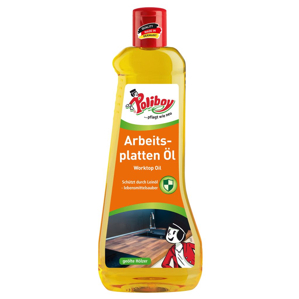 Poliboy Arbeitsplatten Öl - für unbehandelte und geölte Hölzer - schützt vor Wasser und Schmutz - 500ml