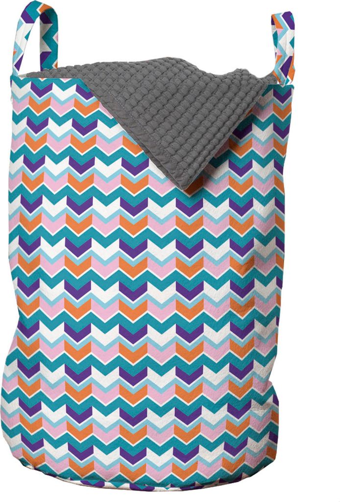 ABAKUHAUS Pfeil Wäschesack, Bunte Chevron Inspired, Wäschekorb mit Griffen Kordelzugverschluss für Waschsalons, 33 cm breit x 49 cm hoch, Mehrfa...