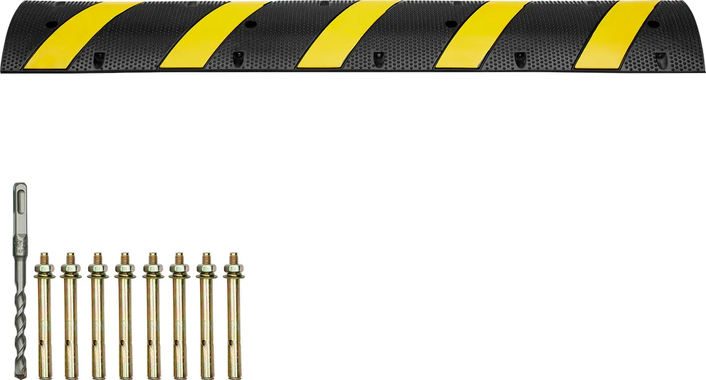 SucceBuy 2 Ralentisseurs en Caoutchouc 183cm 2 Canaux avec 8 Vis de Fixation