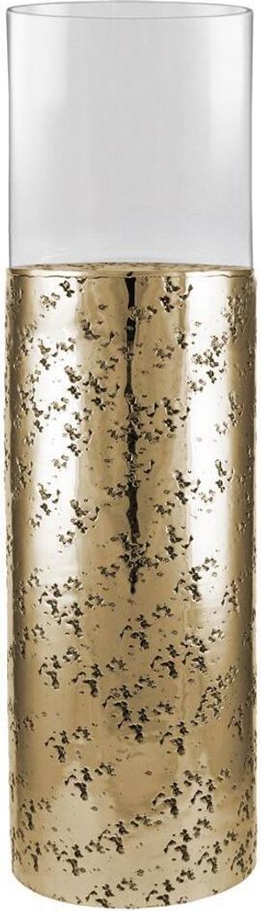 Kaheku Windlicht Loukia antik gold Aluminium mit Glasaufsatz, Durchmesser 20 cm, Höhe 65 cm 99990369