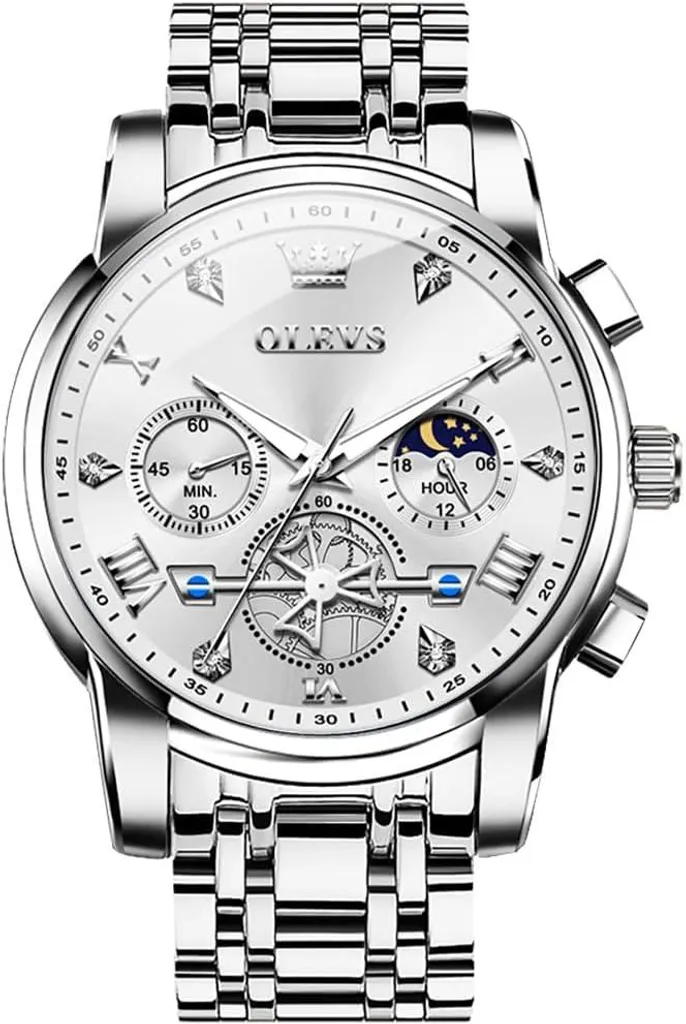Orologio Uomo Acciaio Inox Cronografo Impermeabile Business Quarzo
