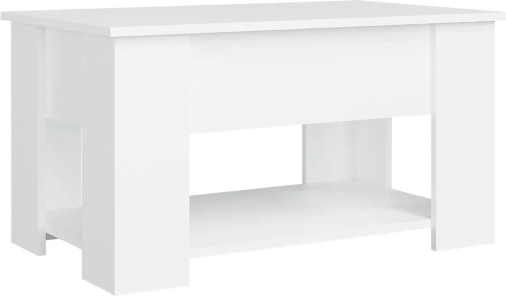 Table basse de salon rectangulaire blanche 79 cm en bois composite chic - 6
