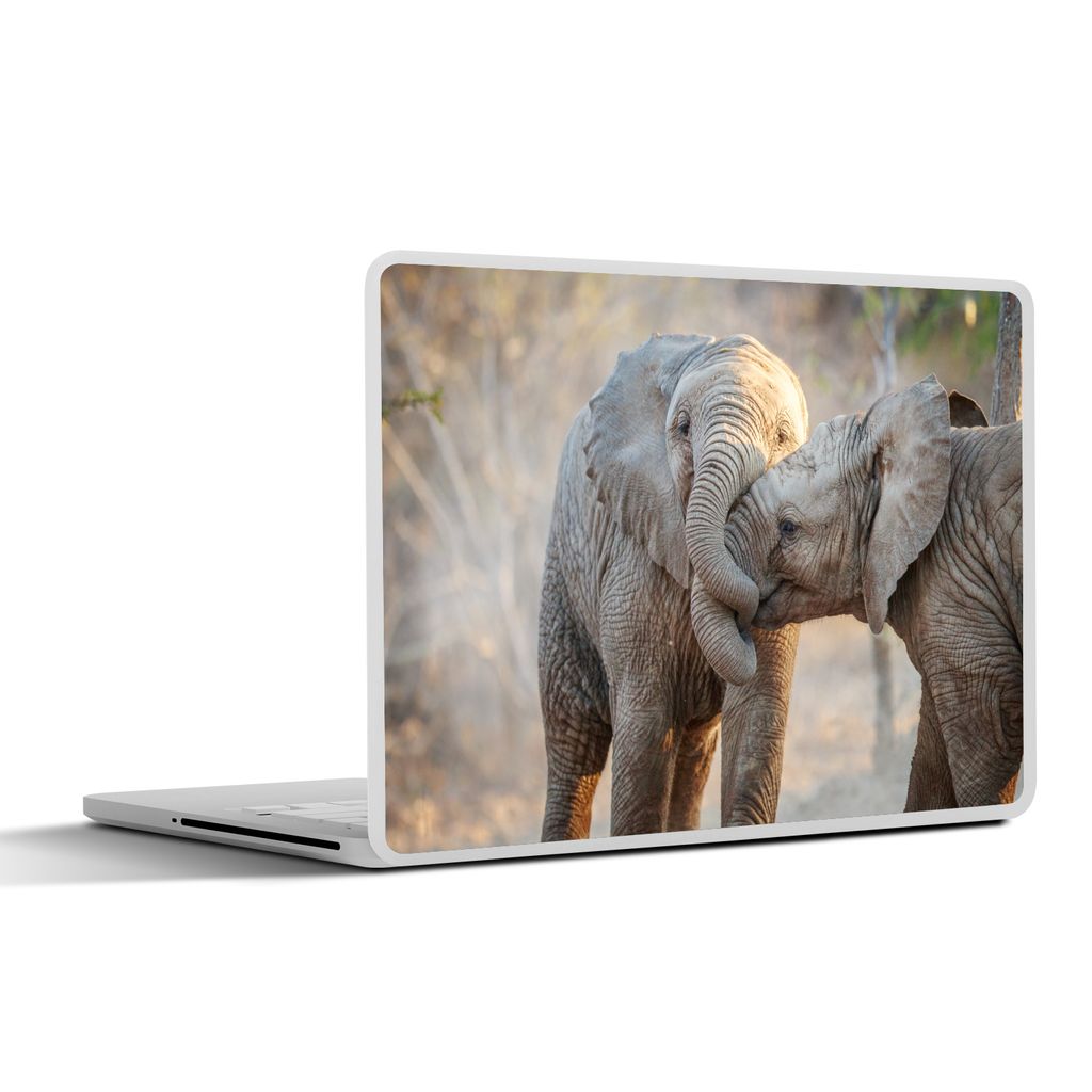 MuchoWow Laptop Aufkleber Sticker Cover Elefanten - Kuscheltier - Afrika 32.5x23.5 cm - Sticker für Laptop - Selbstklebend