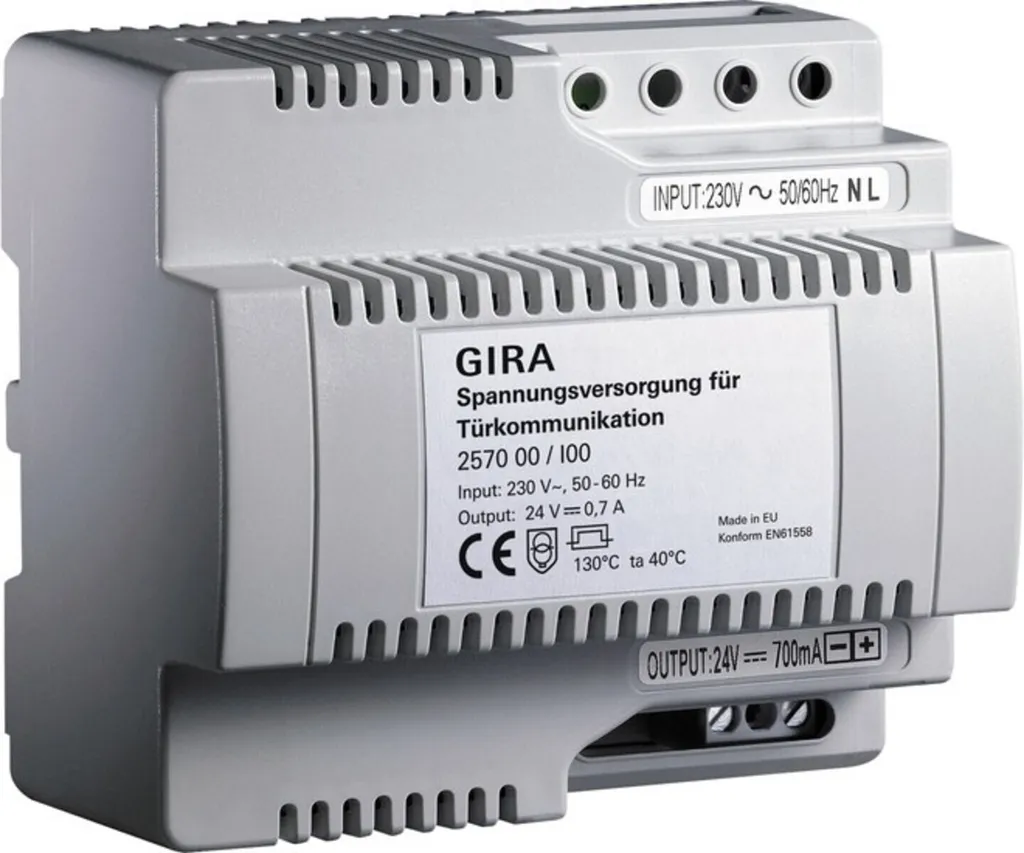 Bloc d'alimentation 24V DC GIRA 257000 - Transformateur 230V AC Gris