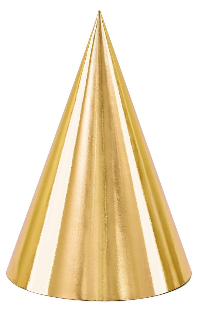 Párty papírové kloboučky zlaté - 16 cm - 6 ks Obrázek produktu 