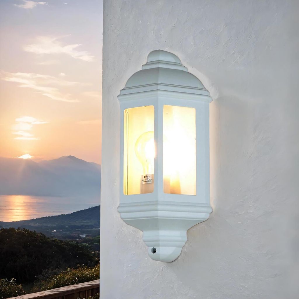 Außenwandleuchte Maritim "Outdoor & Porch" Weiß Aluminium Glas Wandlampe Balkon Terrasse Garten