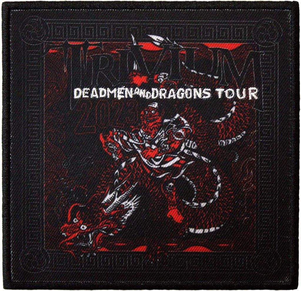 Trivium - bedruckt - Aufnäher zum Aufbügeln "Deadmen & Dragons Tour '23" - Polyester RO12906 (Einheitsgröße) (Schwarz/Rot/Weiß)