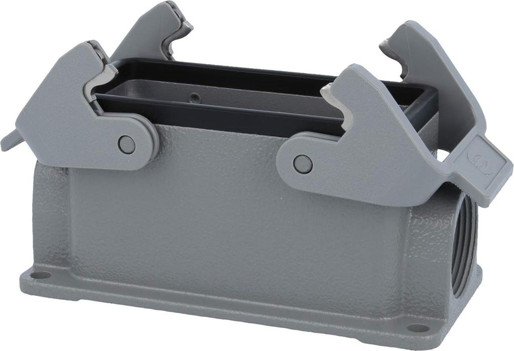 HARTING Han 16B Sockelgehäuse niedrig, 1xPG21 seitlicher Kabelabgang, mit 2 Querbügeln Verschraubung PG21 Klemmbereich