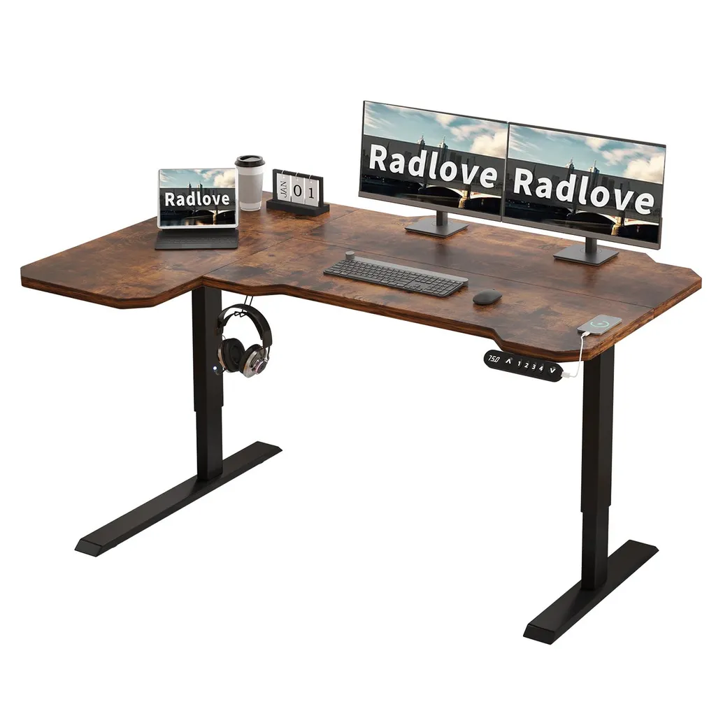 Bureau assis-debout électrique d'angle 150cm motorisé pour télétravail