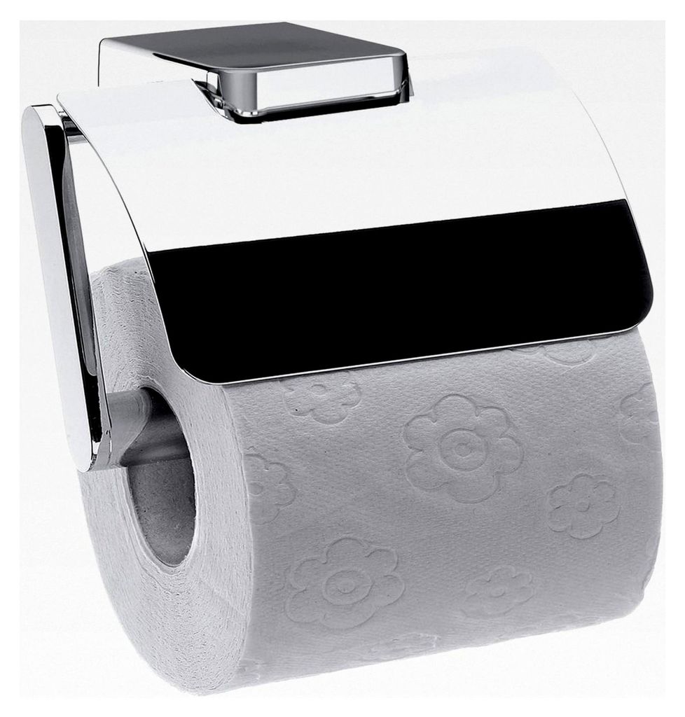 Papierhalter mit Deckel und Bügel, eleganter Toilettenpapierhalter zur Wandmontage aus Metall, chromfarben, Grau